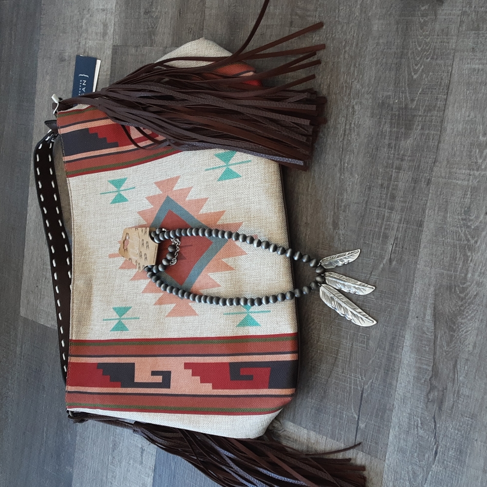 Cheeky's Navajo pearl &  feather necklace